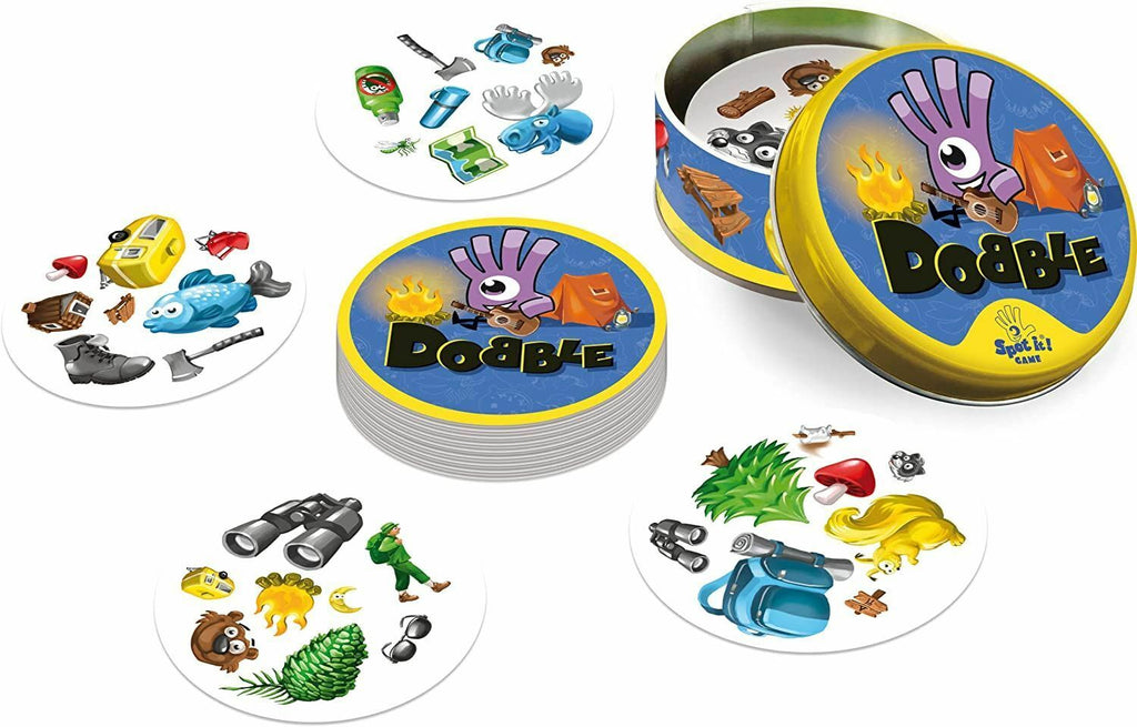 Asmodee Dobble Camping card game set up to play