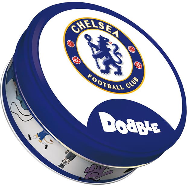 Asmodee Dobble Chelsea Football Club card game tin box 3d cover
