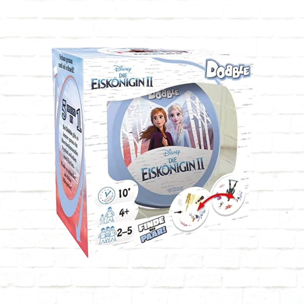 Asmodee Dobble Disney Die Eiskönigin 2 deutsche Ausgabe 3D-Cover des Kartenspiels für 2 bis 5 Spieler ab 4 Jahren 10 Minuten Spielzeit