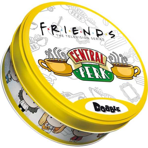 Asmodee Dobble Friends card game cards tin box central perk cover