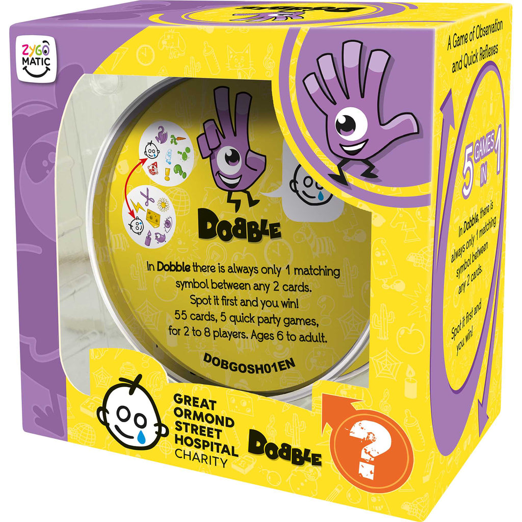 Zygomatic Dobble GOSH card game 3d box back