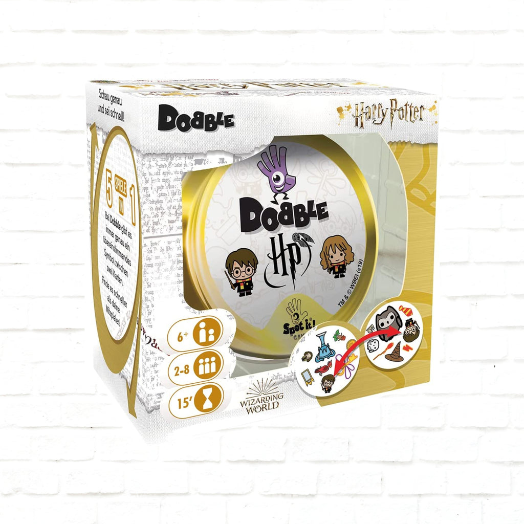 Asmodee Dobble Harry Potter deutsche Ausgabe 3D-Cover des Kartenspiels für 2 bis 8 Spieler ab 6 Jahren 15 Minuten Spielzeit