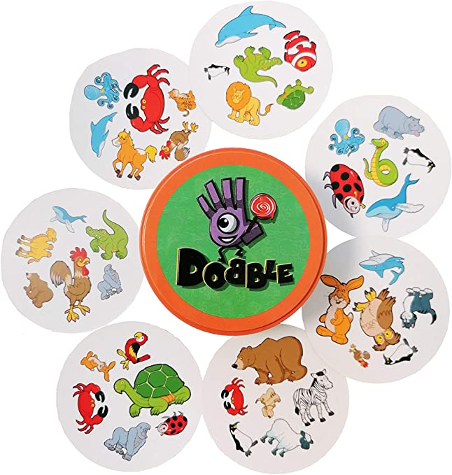 Zygomatic Dobble Kids card game cards laid out in a circle