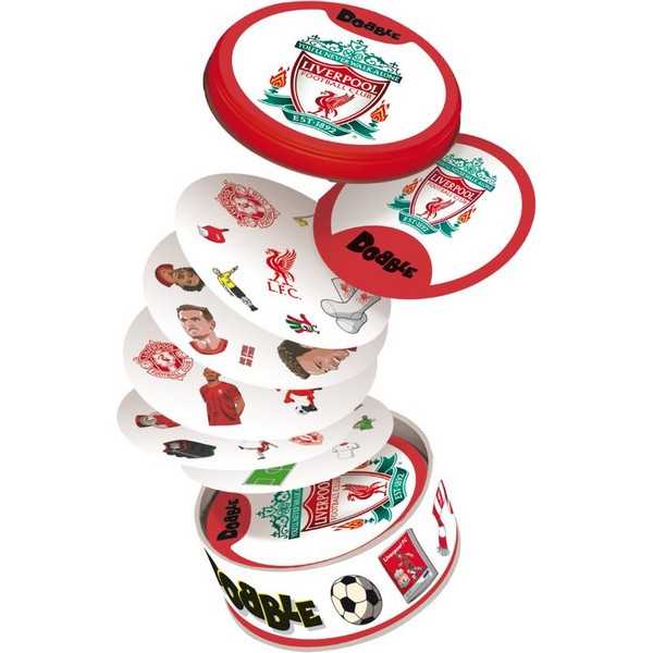 Zygomatic Dobble Liverpool Football Club card game cards flying from tin box