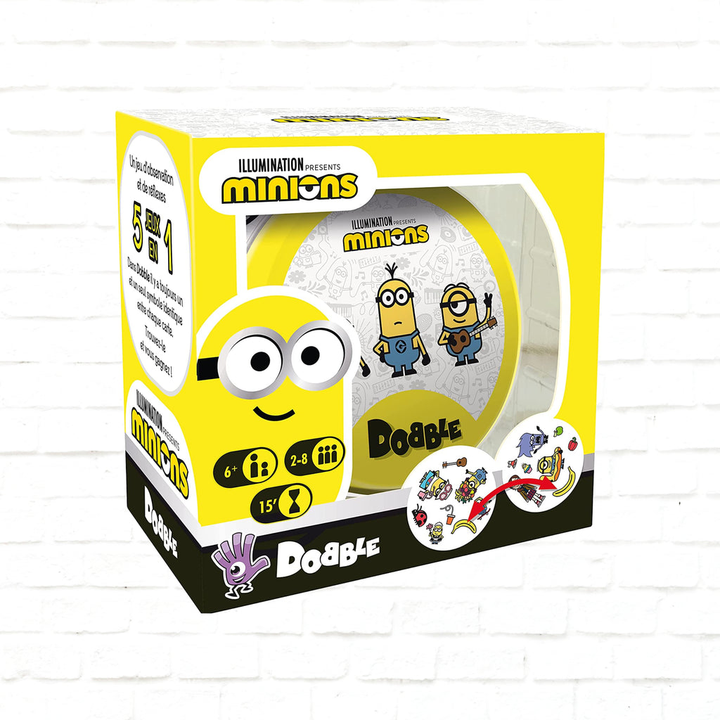 Asmodee Dobble Minions édition française couverture 3d du jeu de cartes pour 2 à 8 joueurs à partir de 6 ans 15 minutes de temps de jeu