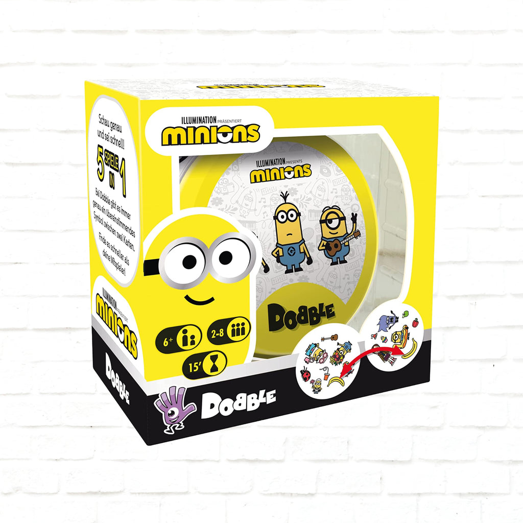 Asmodee Dobble Minions Deutsche Ausgabe 3D-Cover des Kartenspiels für 2 bis 8 Spieler ab 6 Jahren 15 Minuten Spielzeit