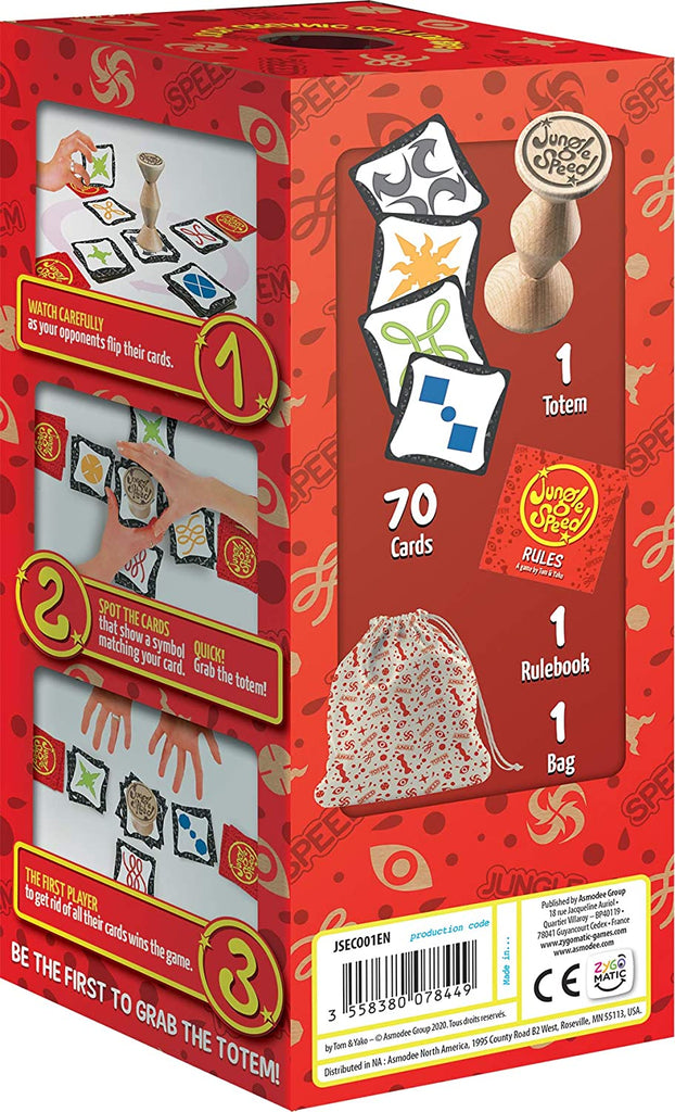 Zygomatic Jungle Speed card game presentation of back of the game box