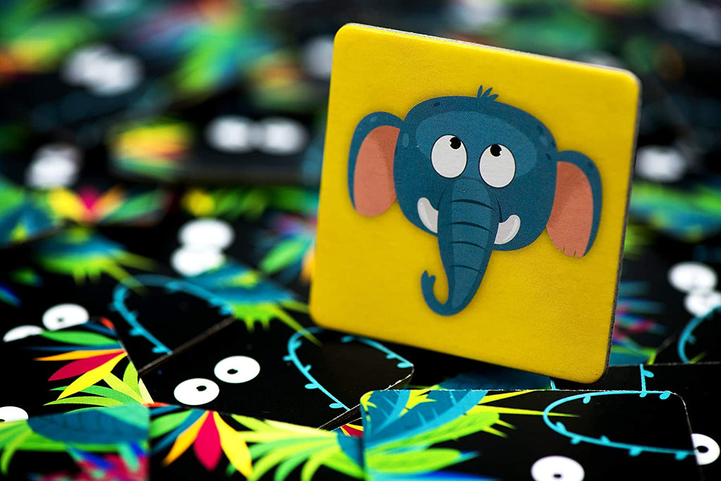 Close up of the elephant card in the Zygomatic Jungle Speed Kids card game
