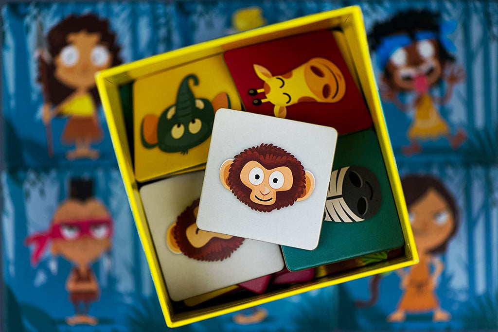 Close up photo shot of monkey card of the Zygomatic Jungle Speed Kids card game